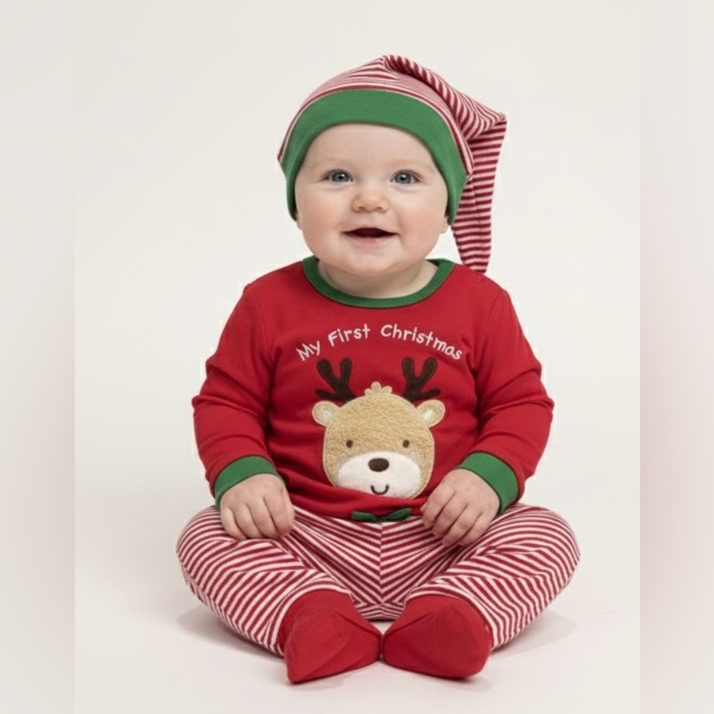 Little Me “My First Christmas” 3-Piece Set, 100% Cotton, Size 6 mon.